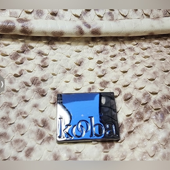 KOOBA GWENYTH Luxury Python Shldr/Top
Handle TAUPE & IVORY SOFT EUC - Picture 7 of 11